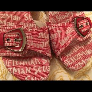 Stuart Weitzman red embroidered sandals